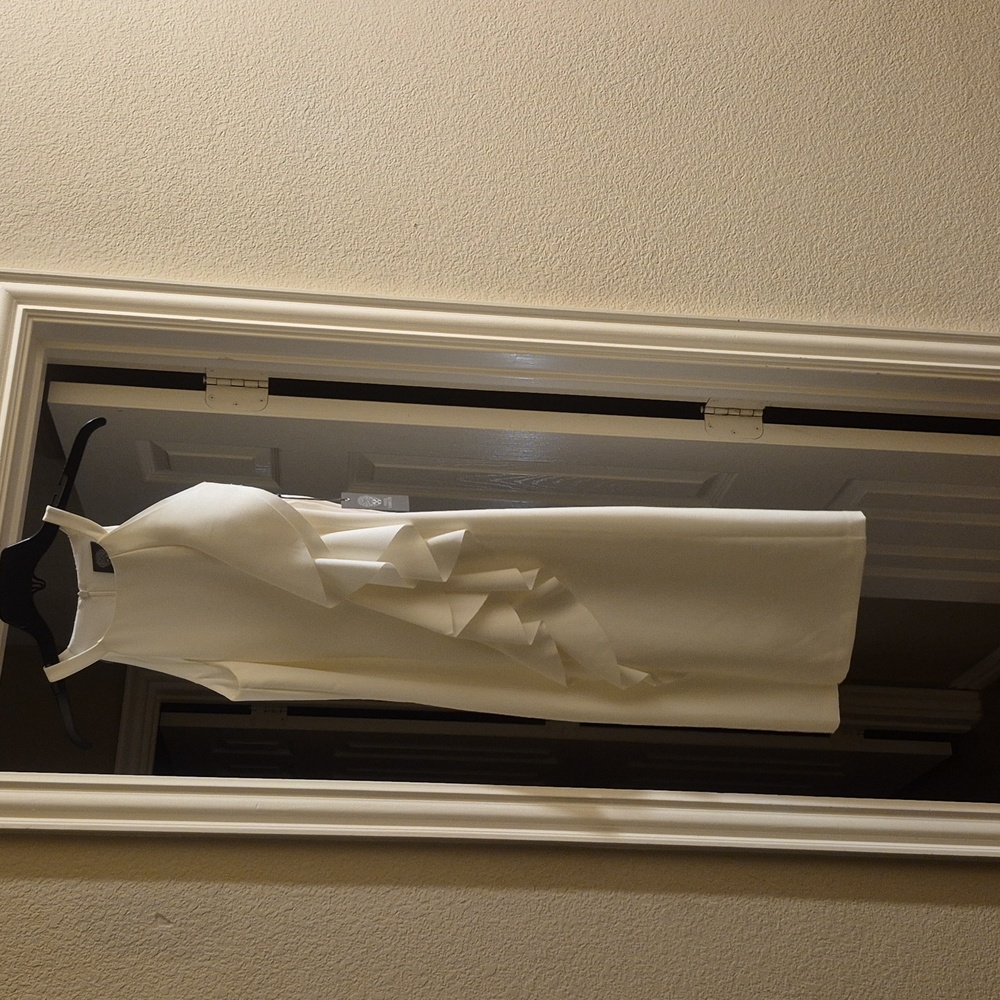 "SOLD" Vince Camuto Ivory Sleeveless Dress with Ruffles